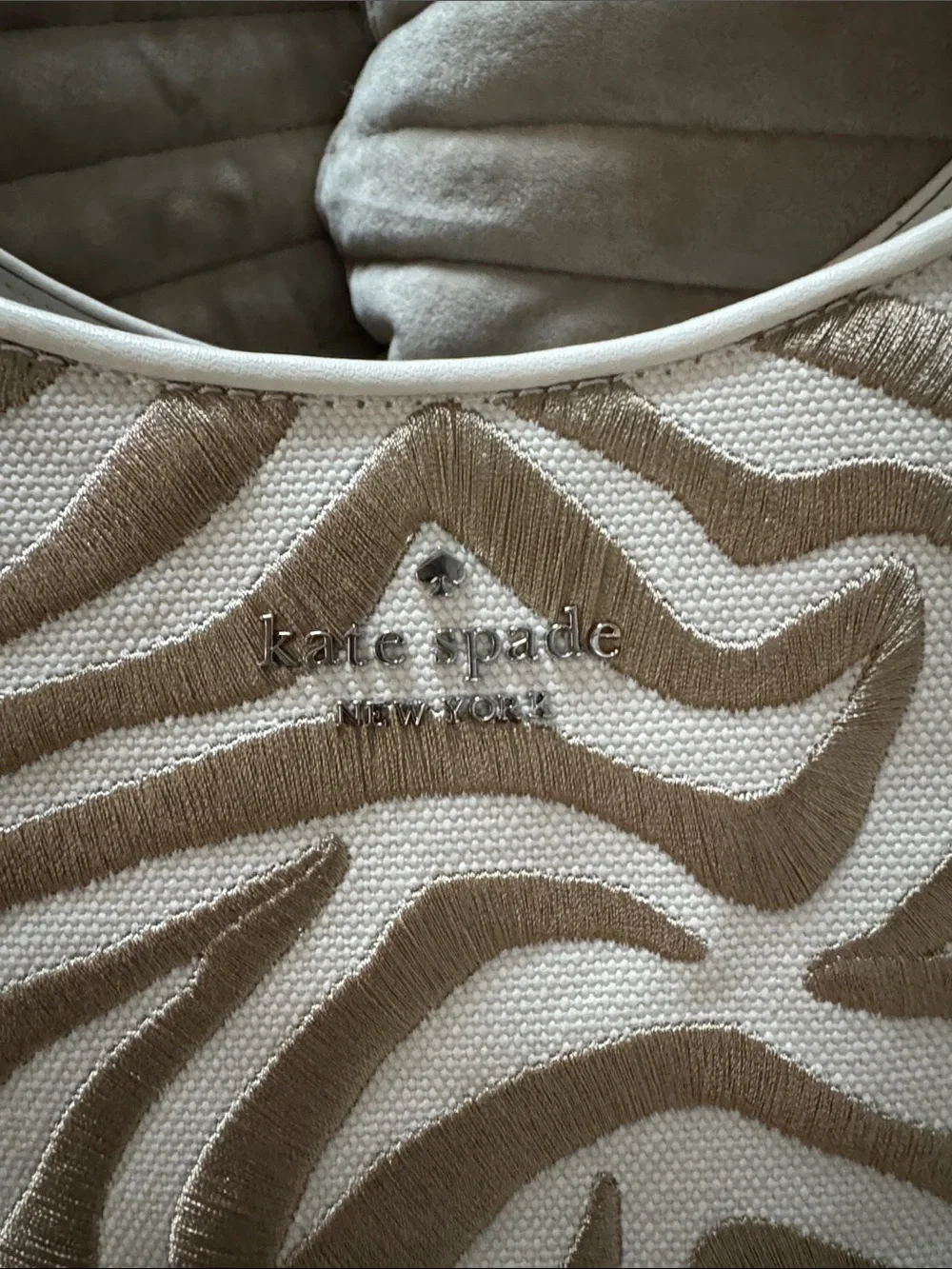 kate spade White and Gold-Tone Zebra Shoulder Bag